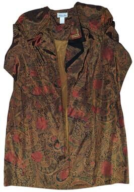 VTG Michael Blair Dress Jacket Set Womens 16W Paisley Metallic Trim 2 Piece USA